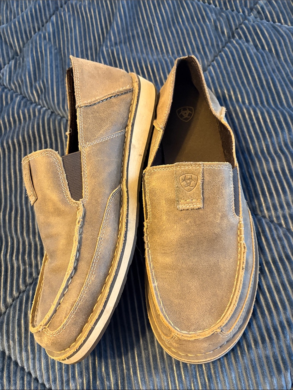Ariat Men’s Suede Slip-On Loafers in Light Brown
